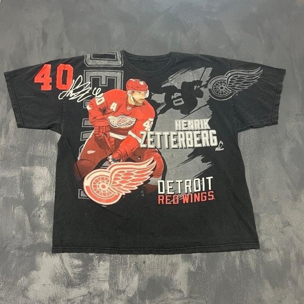 Vintage Henrik Zetterberg Shirt Mens XL Black 2000s NHL Hockey